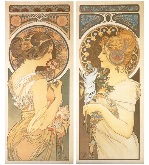 Primrose and Feather by Alphonse Mucha
